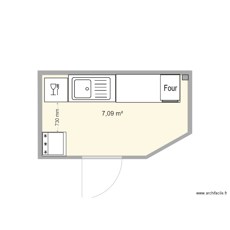 CANTINE SCOLAIRE DE VILLES. Plan de 1 pièce et 7 m2