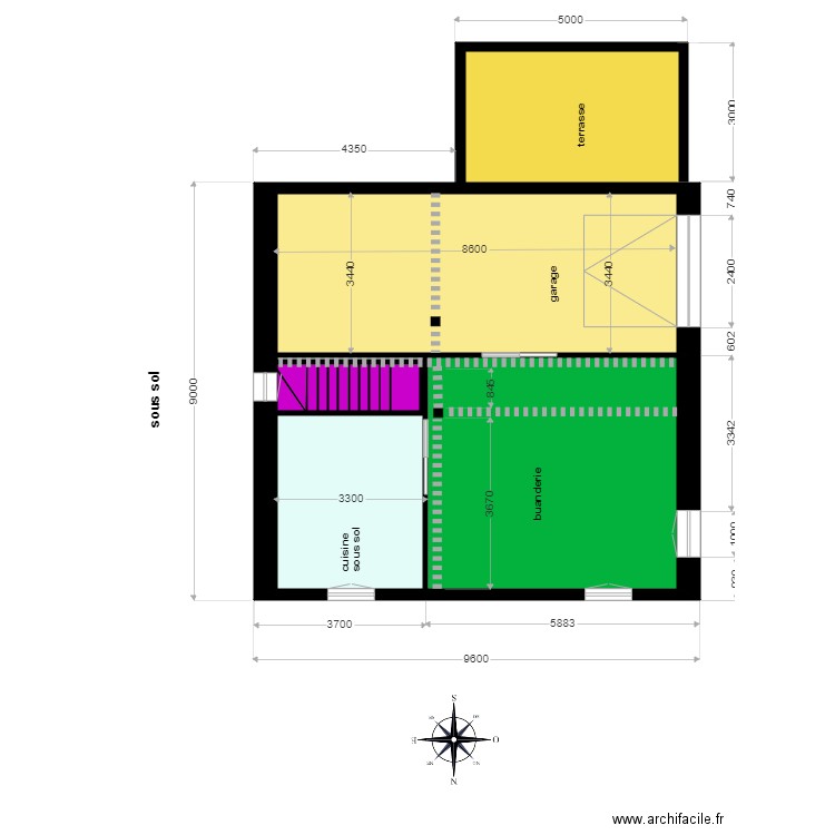 sous sol. Plan de 0 pièce et 0 m2