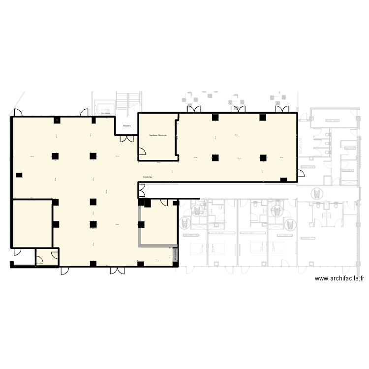 Hotel AZ - Esbly RDC. Plan de 3 pièces et 521 m2