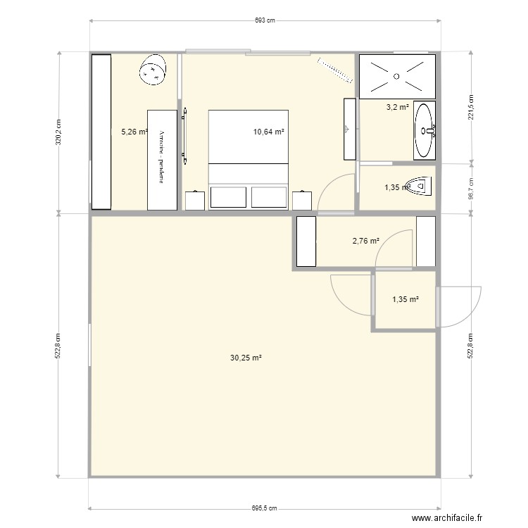 Chambre et garage. Plan de 0 pièce et 0 m2