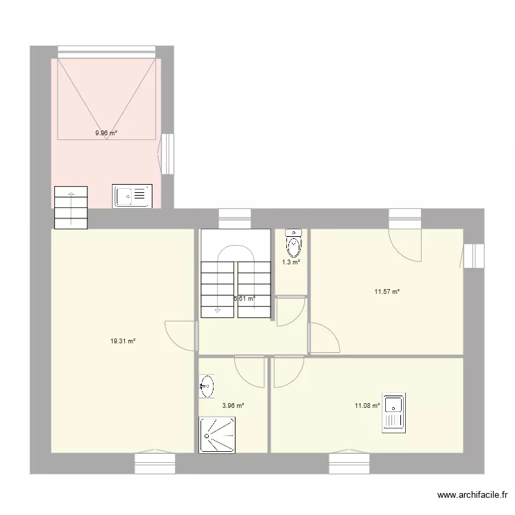 Nantes Etage 1 brut. Plan de 