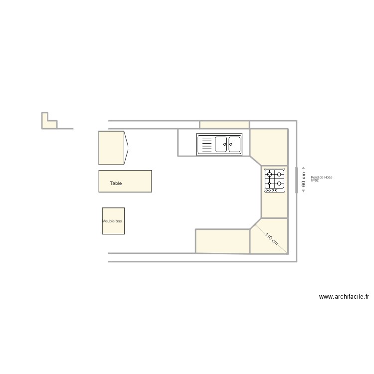 cuisine definitif. Plan de 6 pièces et 3 m2