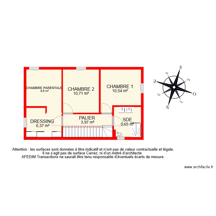 BI 8588 ETAGE . Plan de 7 pièces et 50 m2