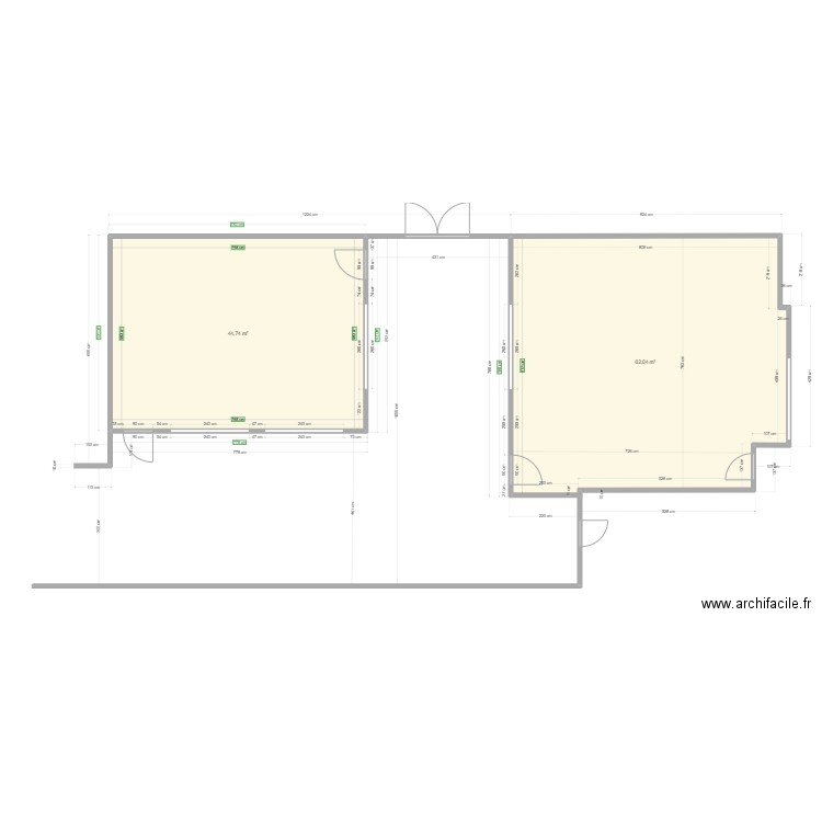 EtageNouveau. Plan de 2 pièces et 107 m2