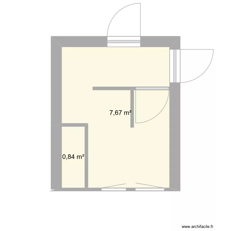 Projey Salle de bain vide. Plan de 2  et 9 m²