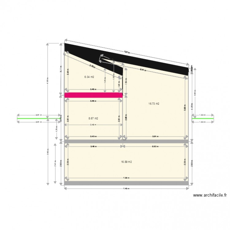 coupe . Plan de 0 pièce et 0 m2