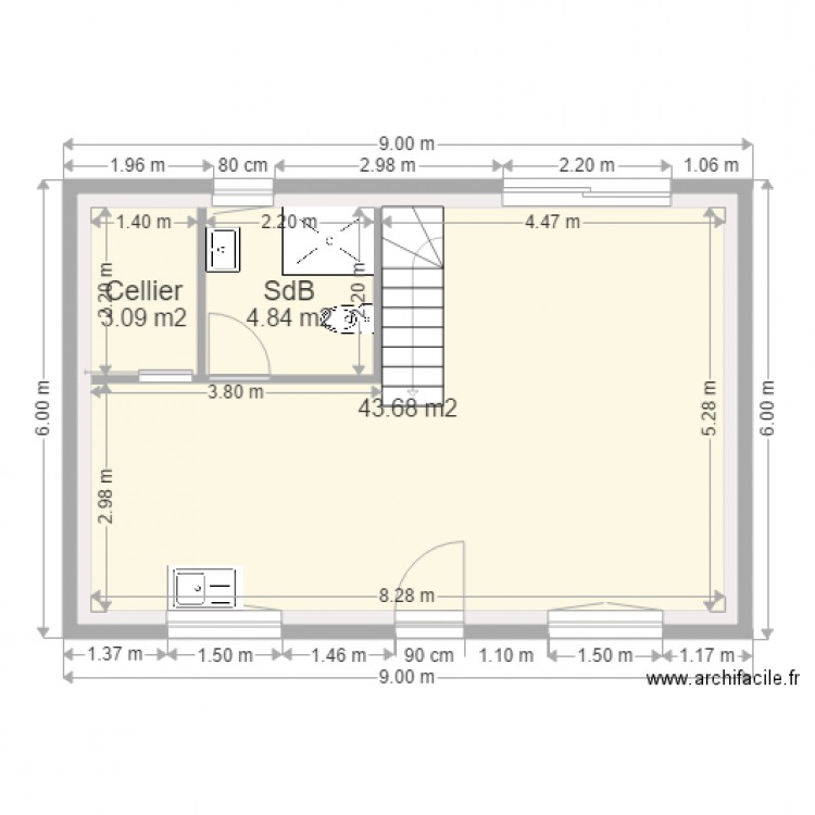Rdc 9x6 PM. Plan de 0 pièce et 0 m2