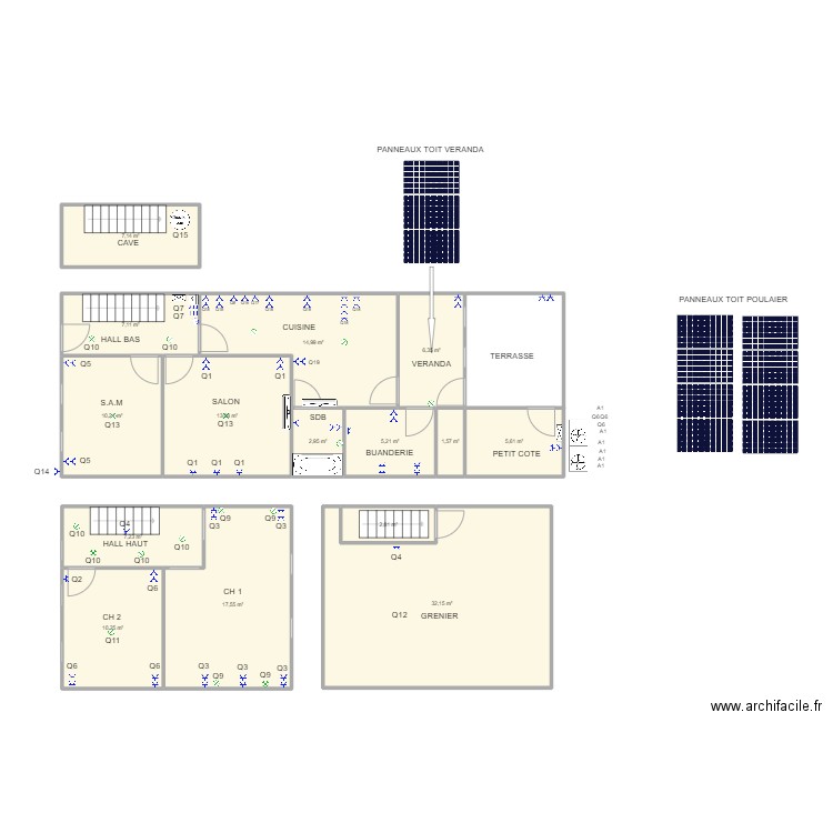 Maisonactu. Plan de 15 pièces et 144 m2