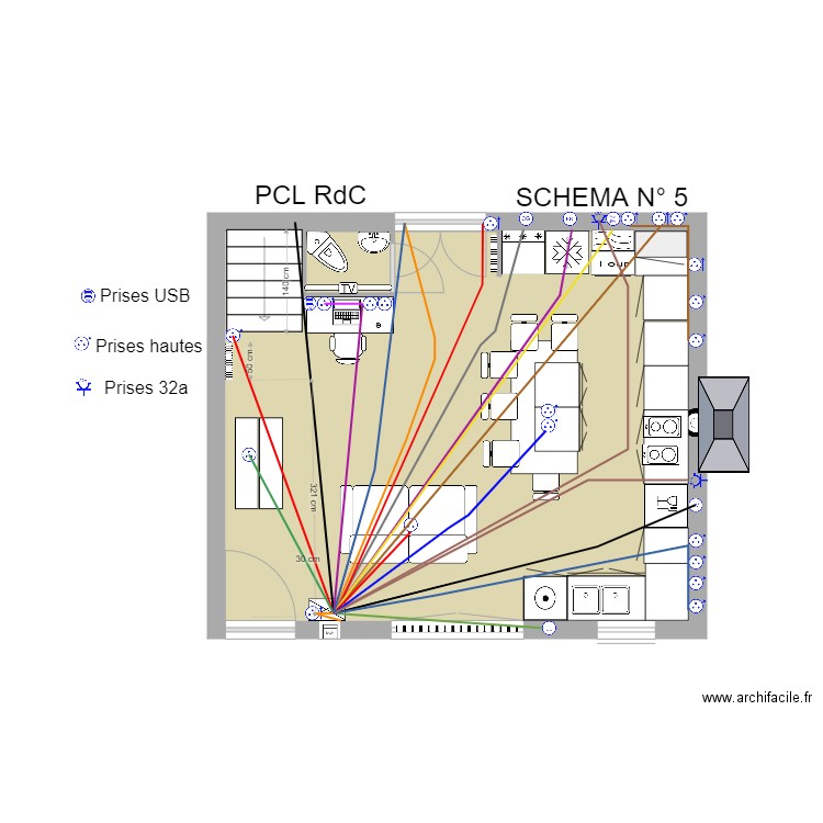 RdC 1 PCL HIFI  SHEMA N°5. Plan de 1 pièce et 33 m2