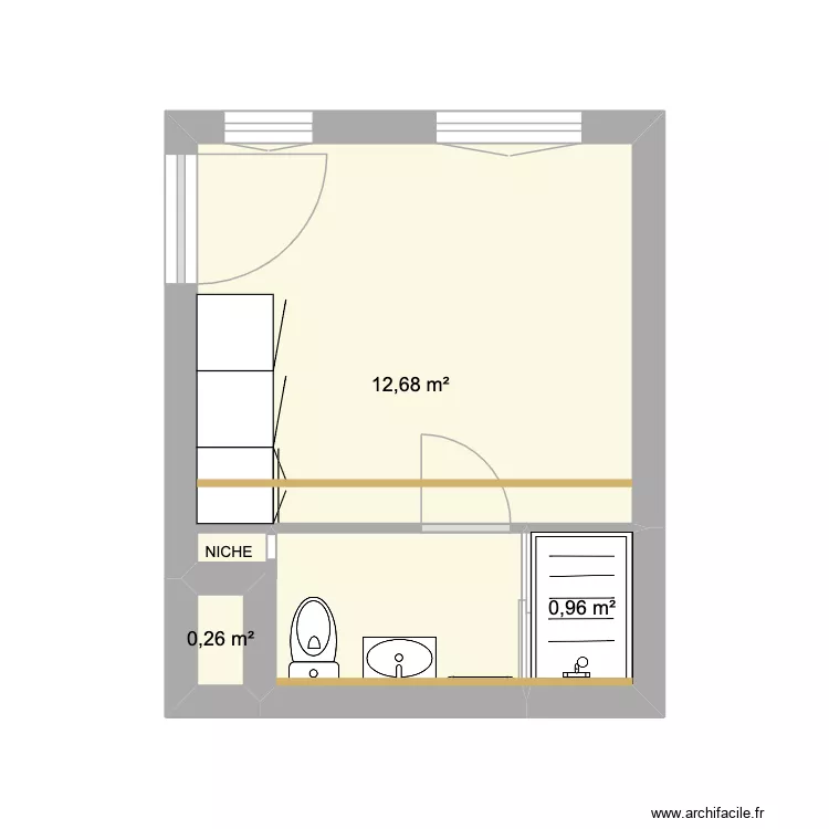 tisseau studio. Plan de 3  et 14 m²
