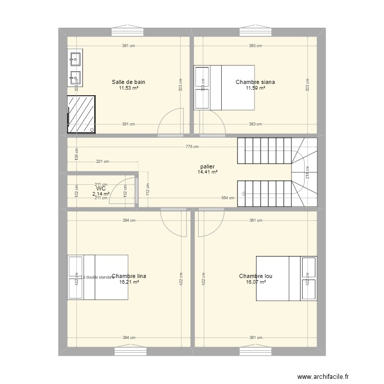 maison nico plan 2. Plan de 6 pièces et 72 m2