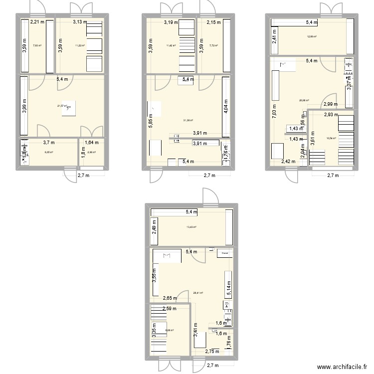 OUVRARD. Plan de 14 pièces et 202 m2