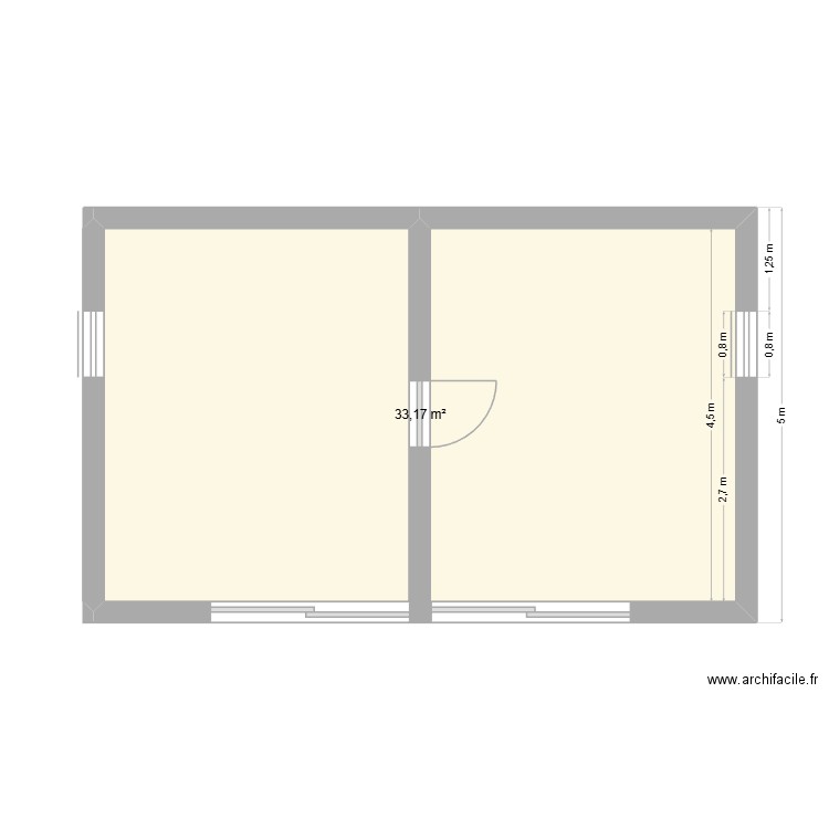 construction. Plan de 1 pièce et 33 m2