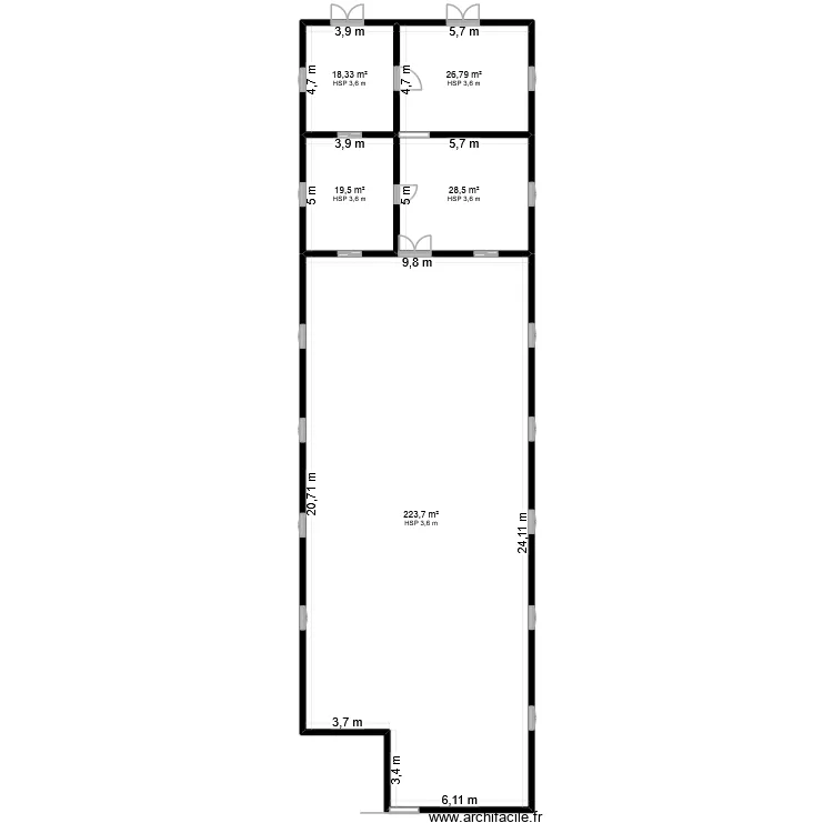 magasin. Plan de 5 pièces et 317 m² magasin. Plan de 5 pièces et 317 m²