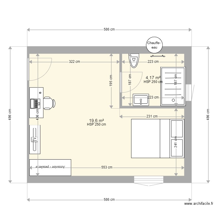 Laurent R-1 studio. Plan de 2 pièces et 24 m2