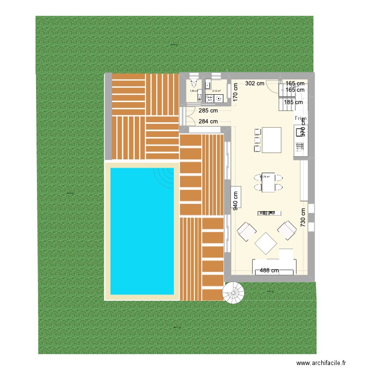 Maison Container RDC. Plan de 4 pièces et 67 m2
