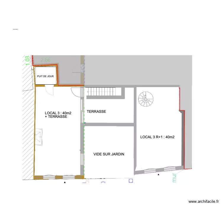 premier &eacute;tage locaux. Plan de 