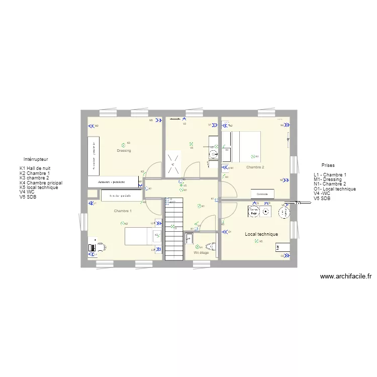 Plan implantation &eacute;tage . Plan de 