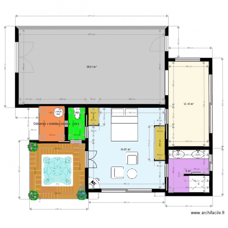 Future chambre avec Spa intégré 39 94 M. Plan de 0 pièce et 0 m2