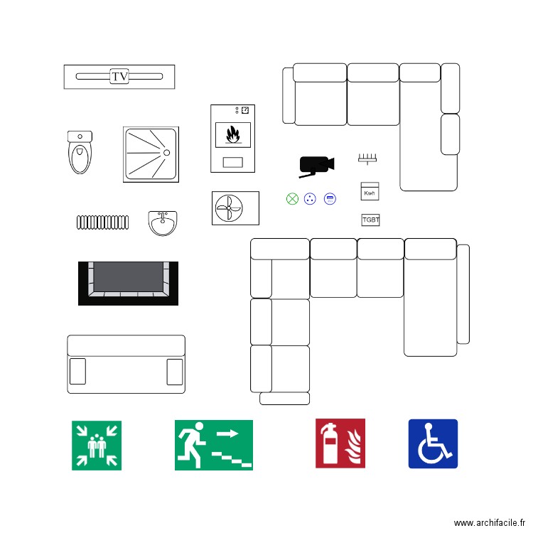 Objets. Plan de 0 pièce et 0 m2