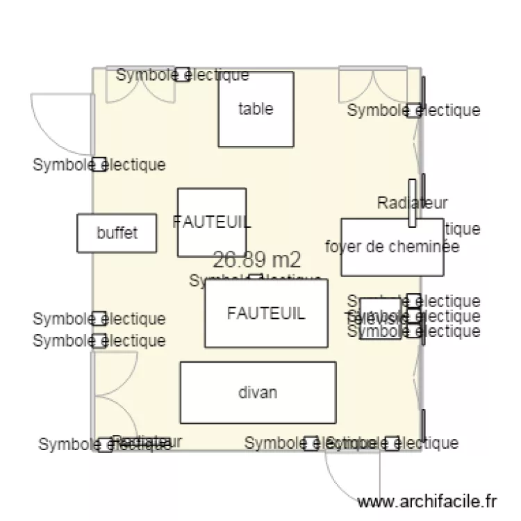 s&eacute;jour 2&egrave;me &eacute;tage. Plan de 
