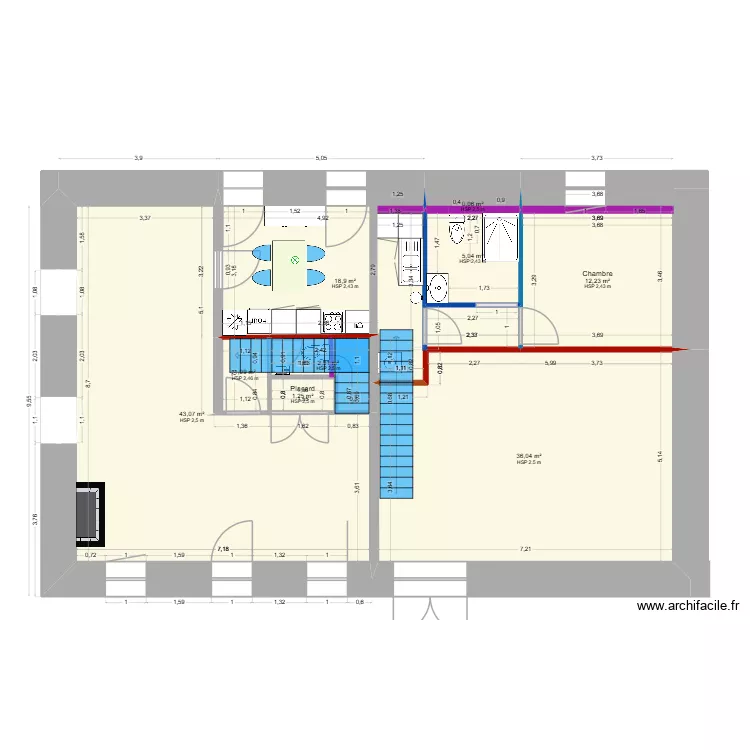 Onzillon. Plan de 9  et 121 m²