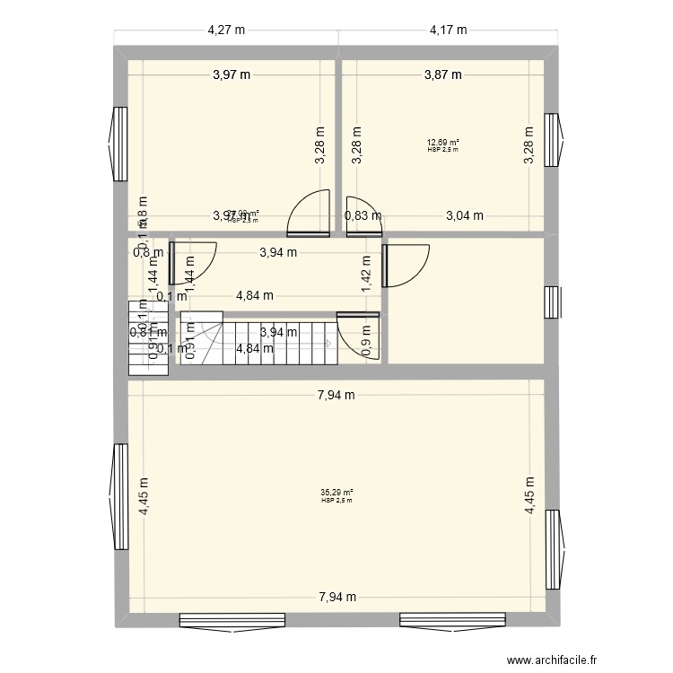 plan 1. Plan de 4 pièces et 79 m2