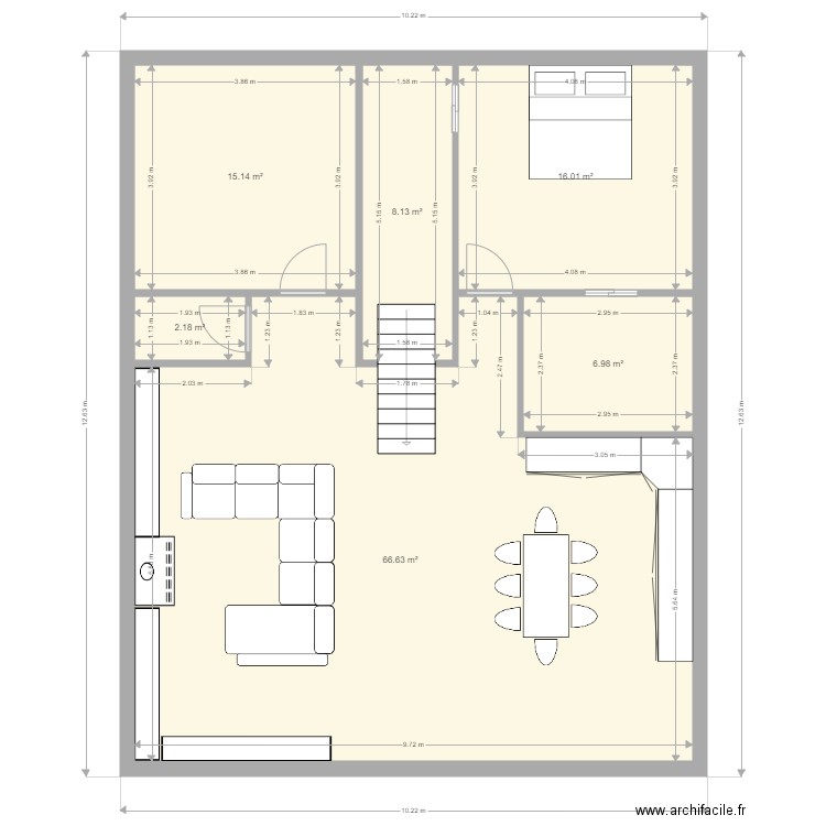 Plan Etage 1 Maison La Teste V2. Plan de 6 pièces et 115 m2