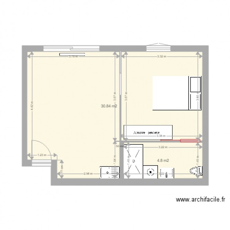 R Mchl Leclercactuel2. Plan de 2 pièces et 36 m2