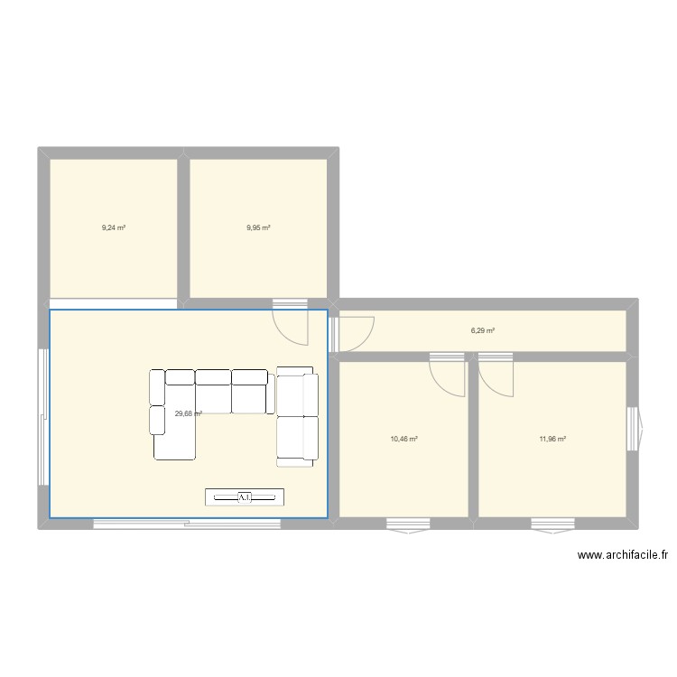 maison . Plan de 6 pièces et 78 m2