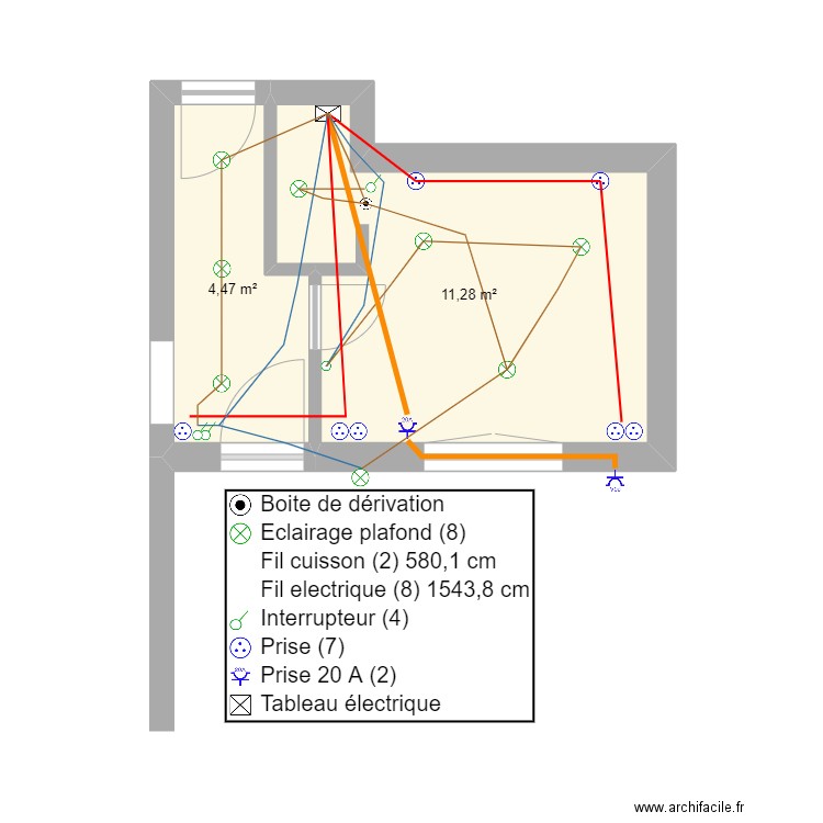 elec mickaela. Plan de 2 pièces et 16 m2