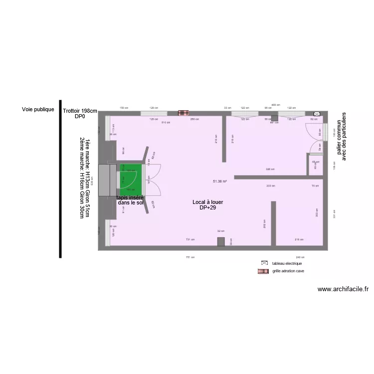 LOCAL A LOUER SCI REPUBLIQUE AVANT TRAVAUX. Plan de 