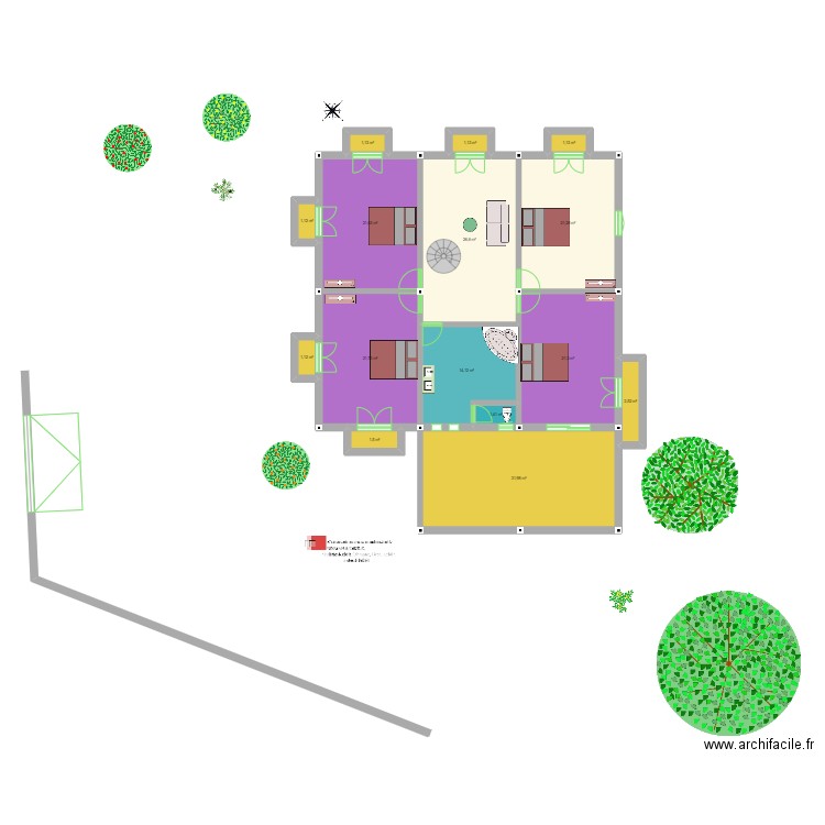 Plan 1ere etage. Plan de 38 pièces et 518 m2