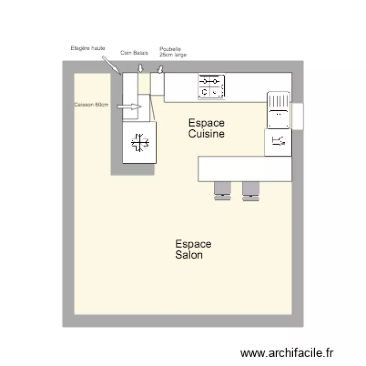 Espace Cuisine. Plan de 