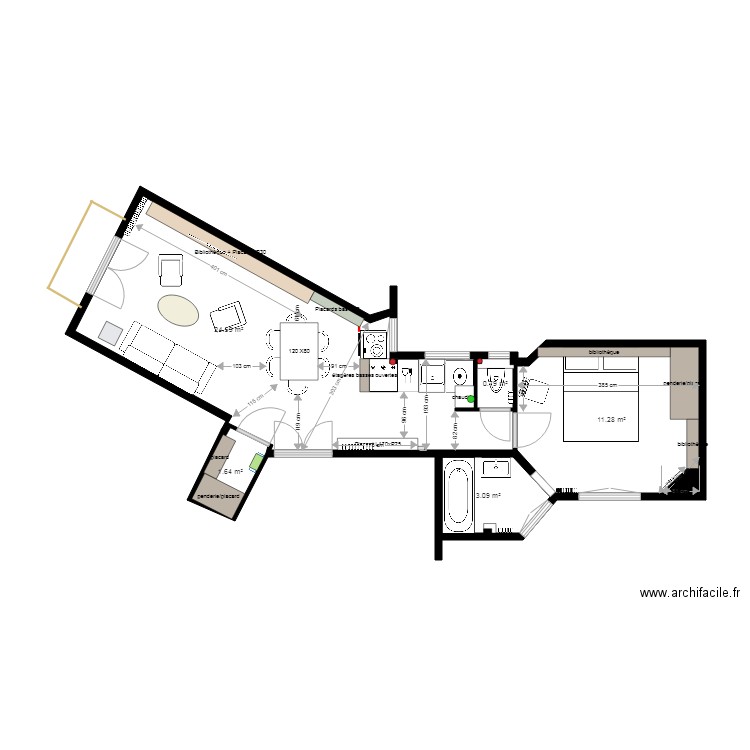 Plan projet 3 appartement Pêcheux. Plan de 0 pièce et 0 m2