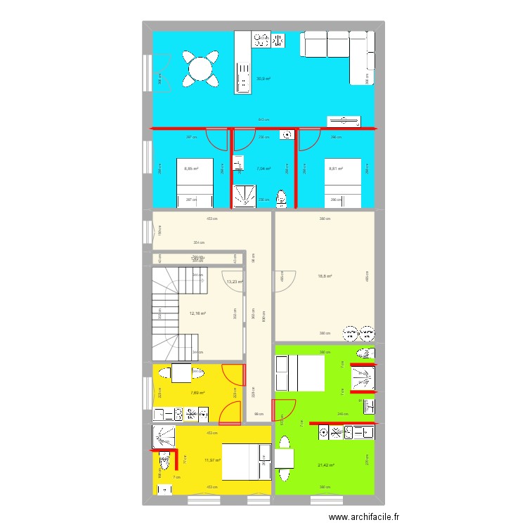 BARDEZ R -1 OLORON modifié. Plan de 0 pièce et 0 m2