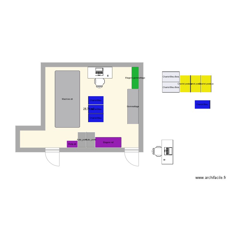 Etiquetage v2 grosse machine. Plan de 1 pièce et 26 m2