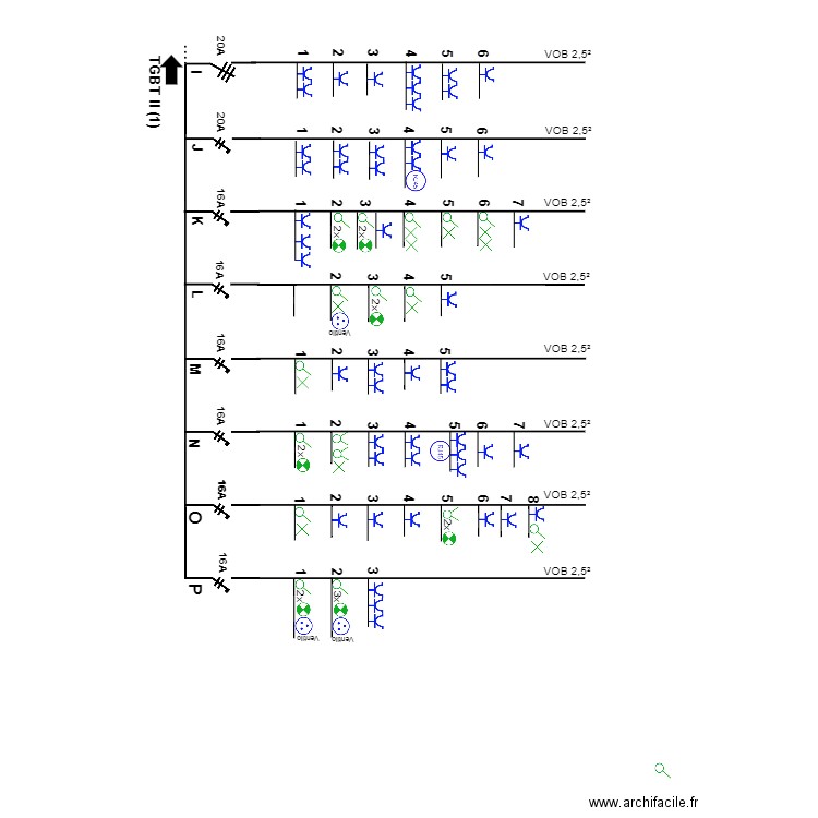 Schema unifilaire TGBT-II (2). Plan de 0 pièce et 0 m2