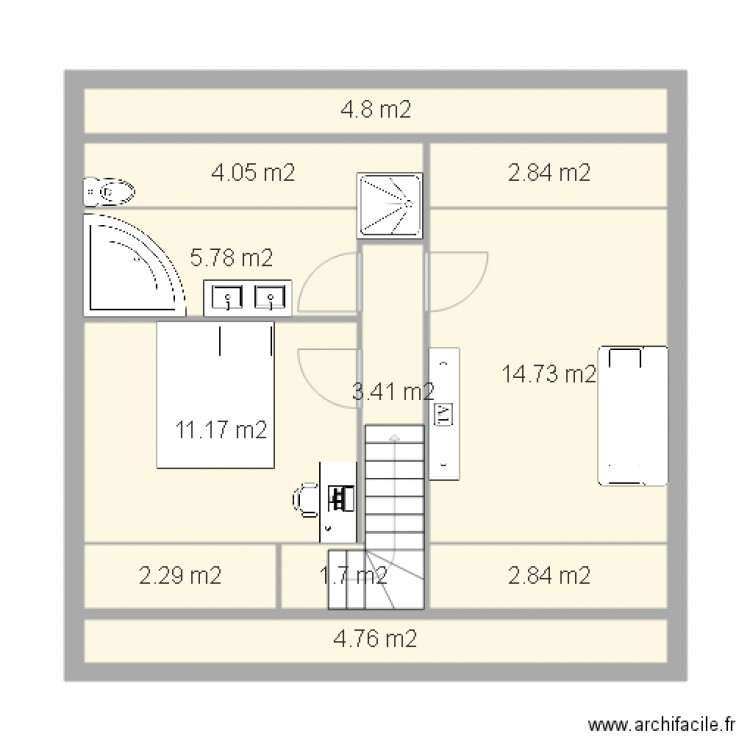 étage escalier central 2. Plan de 0 pièce et 0 m2