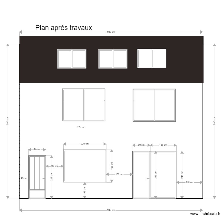 Plan façade Bureau. Plan de 0 pièce et 0 m2