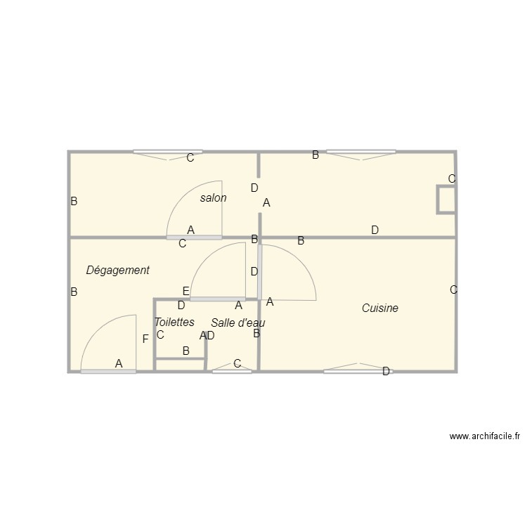 Croquis BENNETT. Plan de 4 pièces et 17 m2