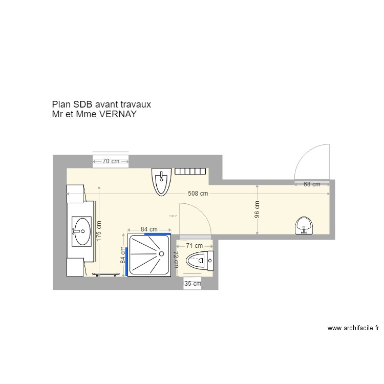 VERNAY SDB AVANT. Plan de 0 pièce et 0 m2