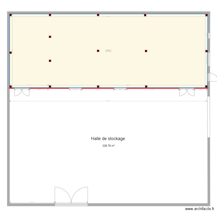 Cartons du Coeur plancher mezzanine. Plan de 2 pièces et 552 m2