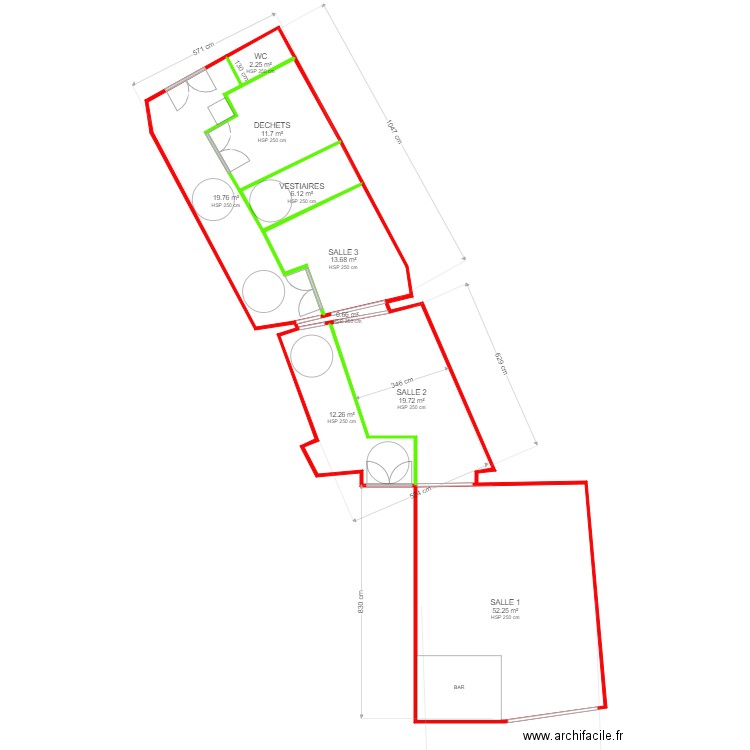 CLERMONT COQUE SALLE 1. Plan de 9 pièces et 138 m2