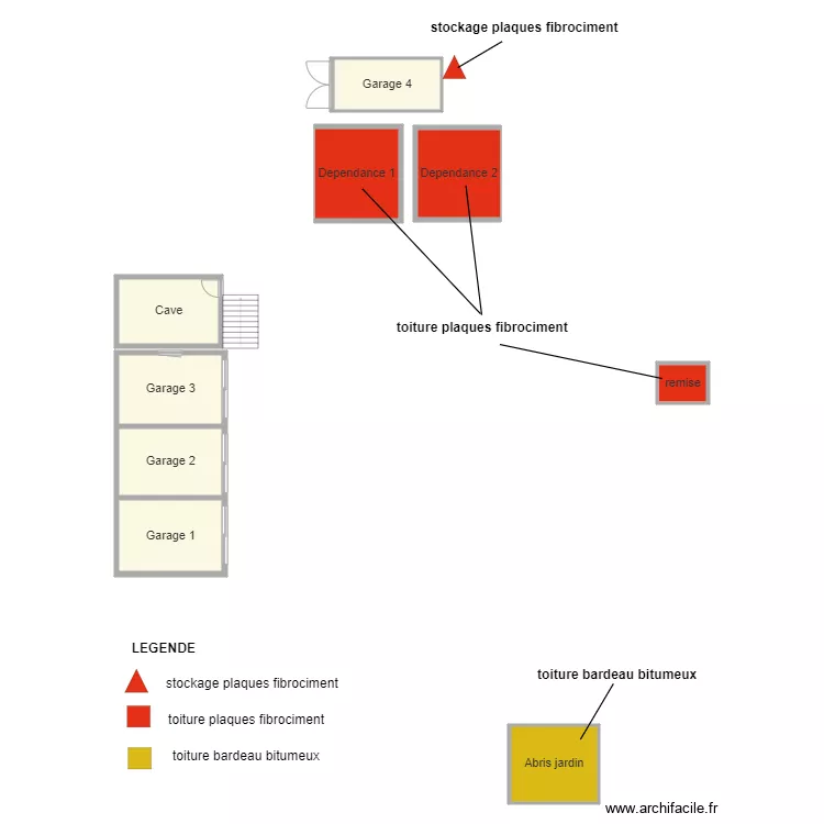 garages et annexes. Plan de 