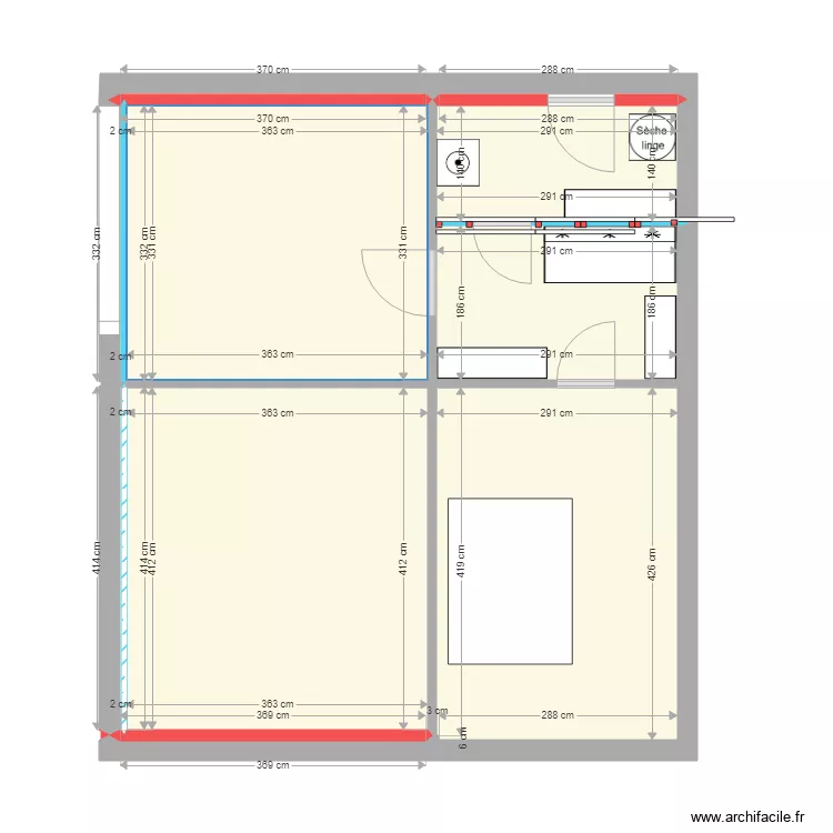 Am&eacute;nagement grange. Plan de 