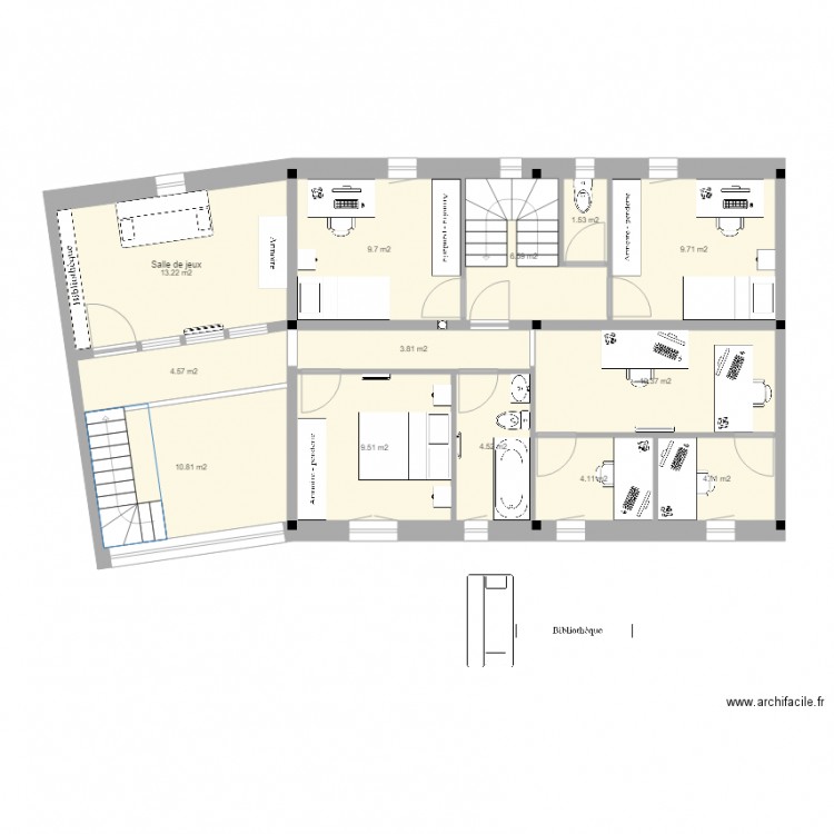 Bureaux + ch d'ami p. Plan de 0 pièce et 0 m2