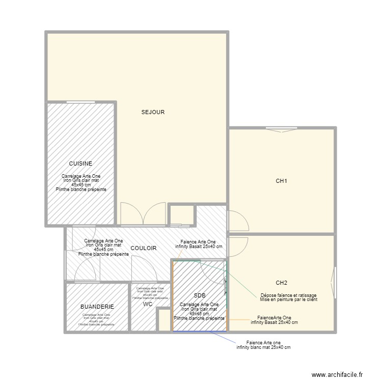 BAYLE / D22060540 / CARRELAGE FAIENCE. Plan de 10 pièces et 69 m2