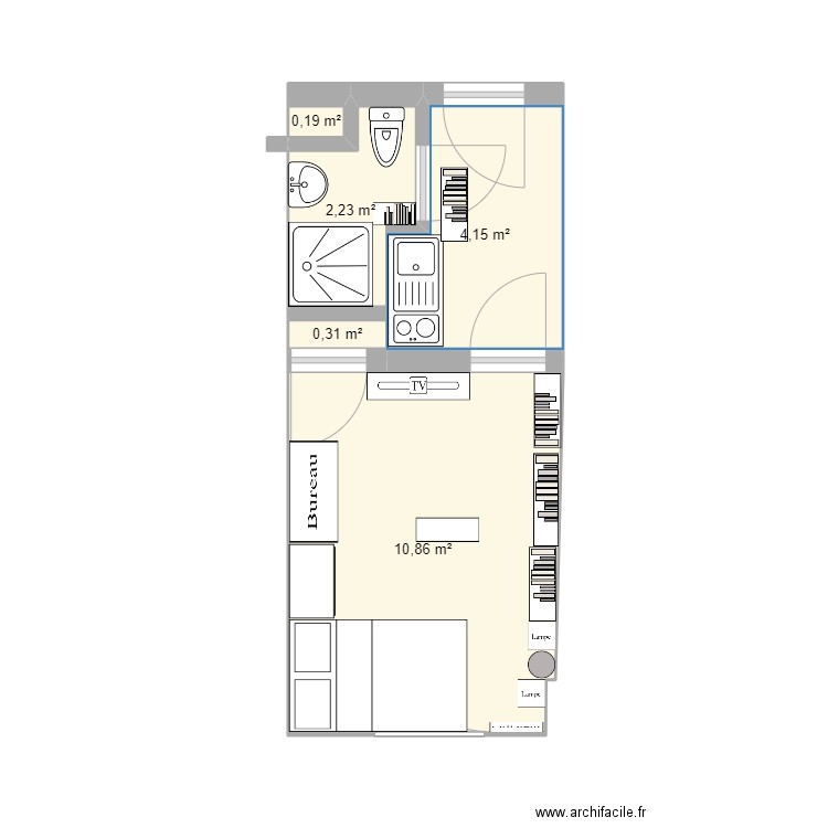 studio. Plan de 0 pièce et 0 m2