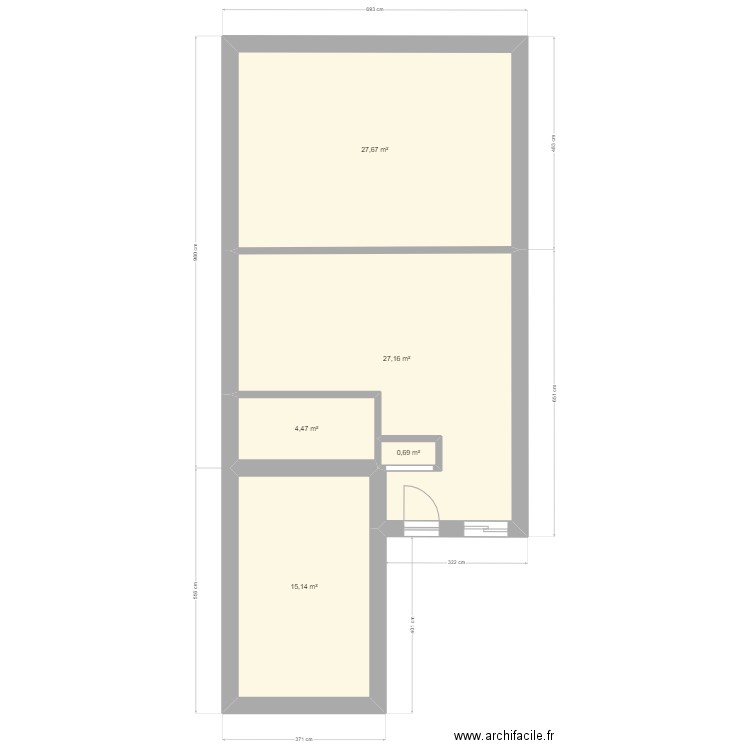 gite. Plan de 5 pièces et 75 m2